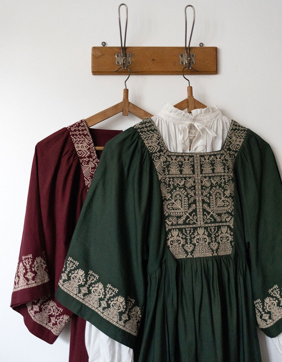 Meredith forest green dress with cream embroideries Meredith forest green dress with cream embroideries