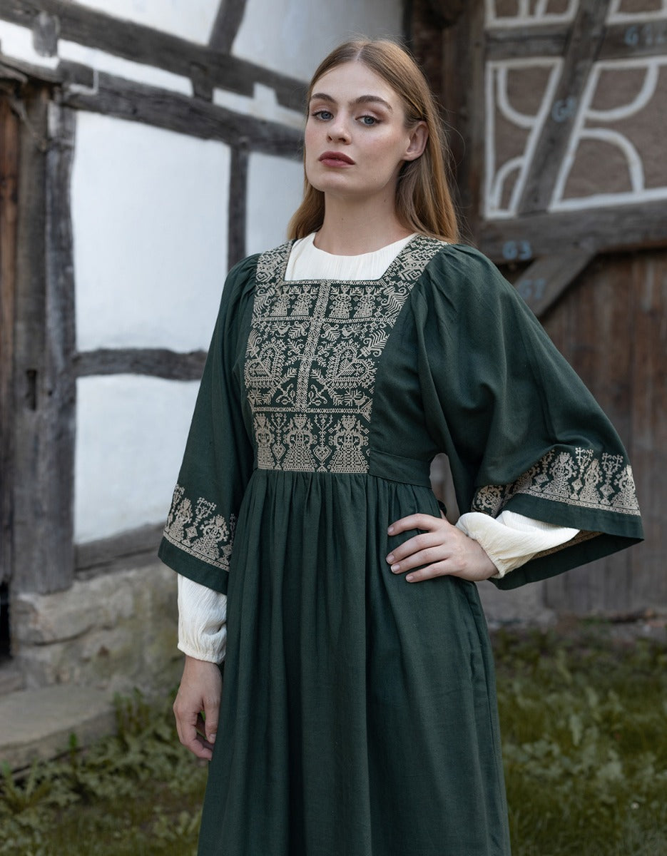 green and cream dress Green Leaves