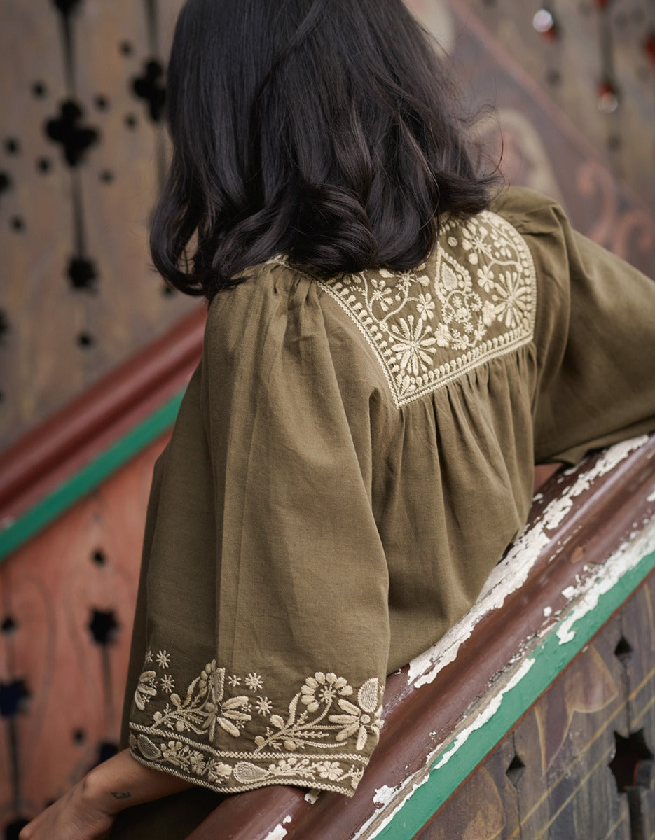 Robe 'Mila' brodée sarrasin