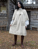 "Mila" dress ceramic off white with nuanced embroideries
