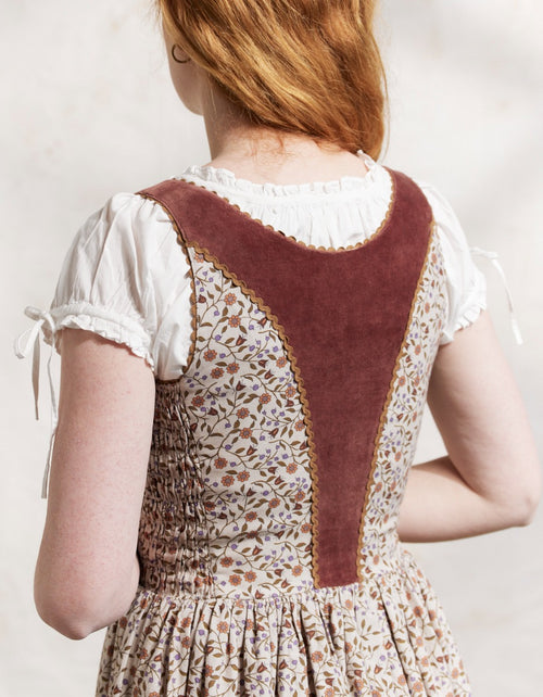 Robe 'Millicent' imprimé fleuri et velours crème