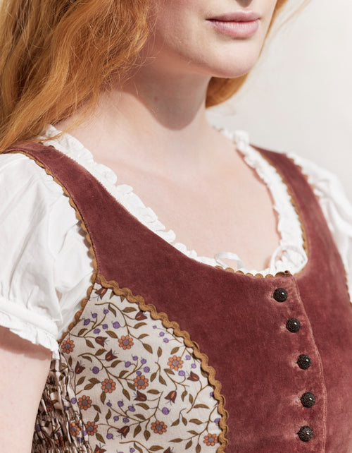 Robe 'Millicent' imprimé fleuri et velours crème