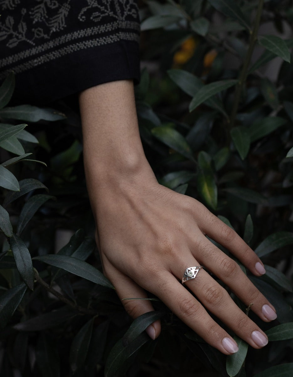 Bague 'Mira stilla' en argent et péridot