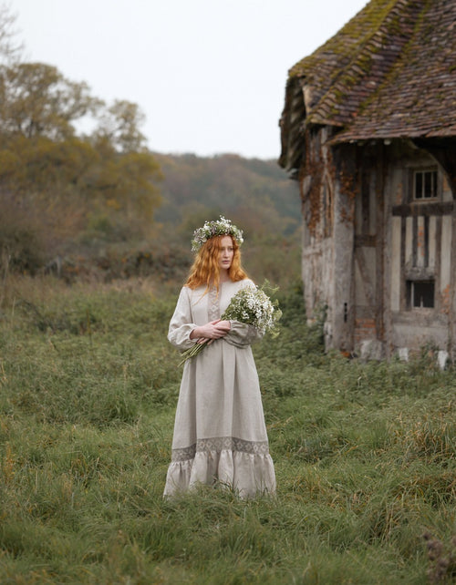 Misha ceremony linen dress with linen lace
