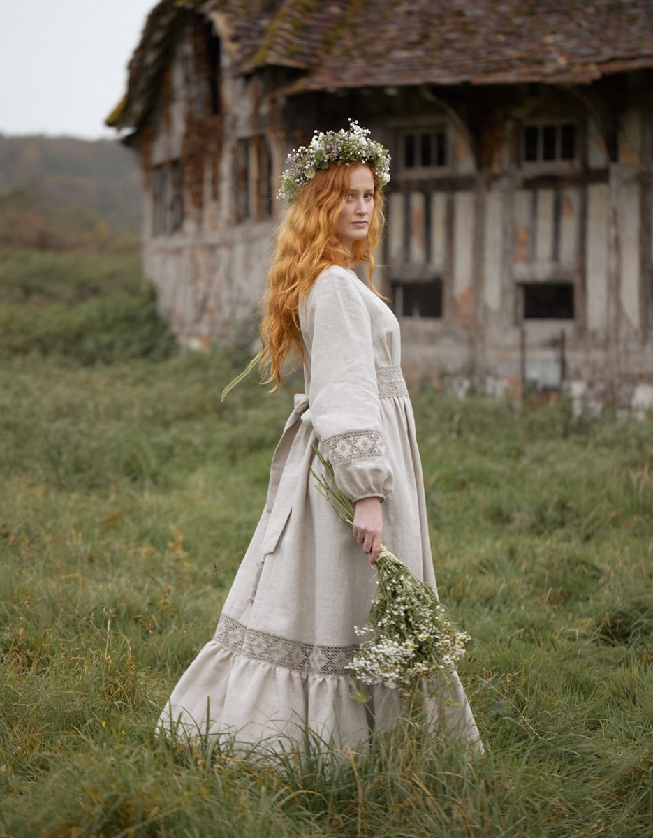 Misha ceremony linen dress with linen lace