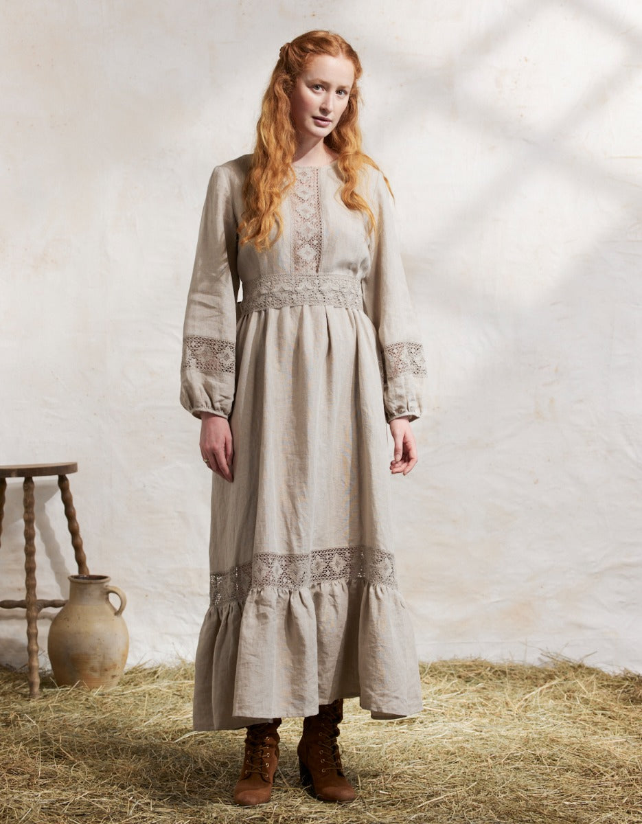 Misha ceremony linen dress with linen lace