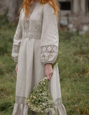 "Misha ceremony" linen dress with linen lace