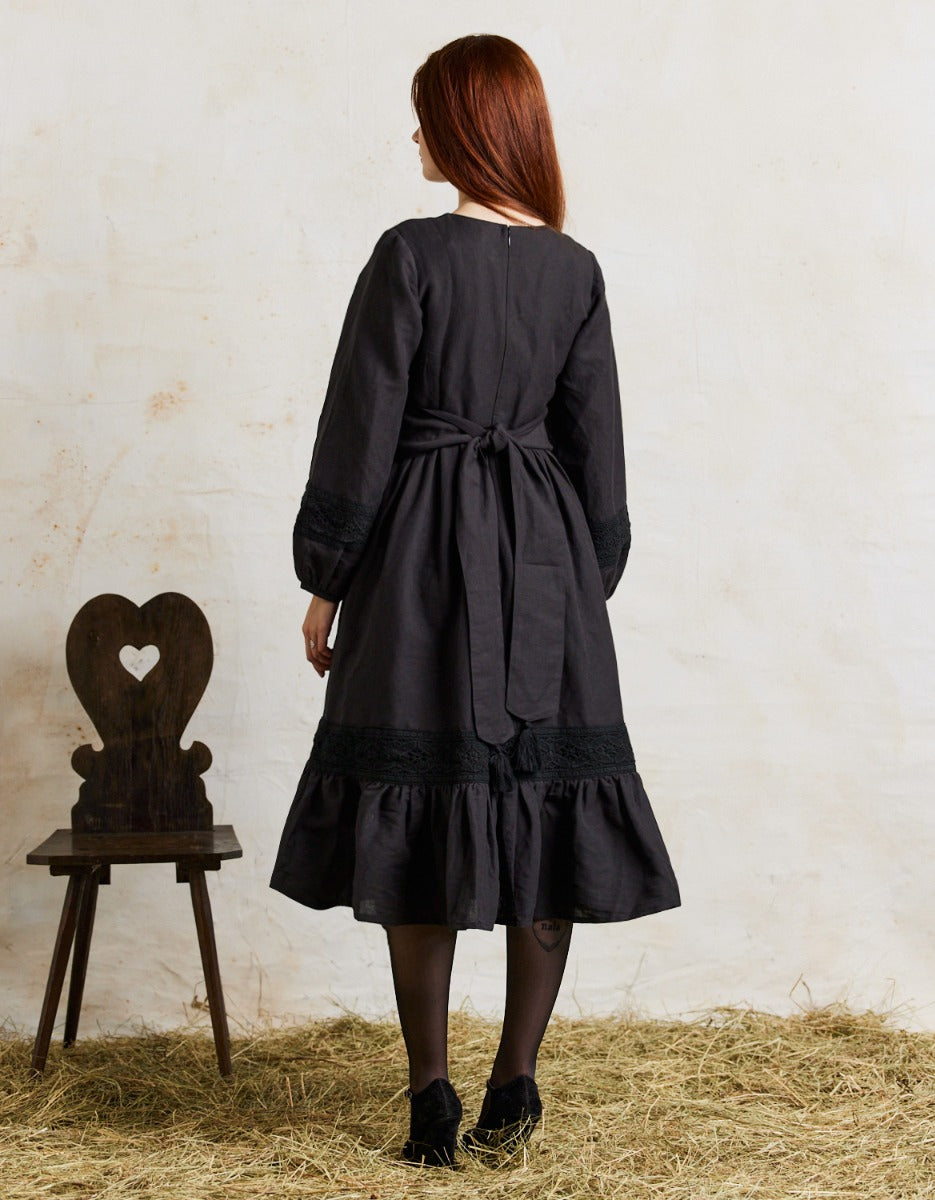 Robe 'Misha' midi noire  voriagh - sisters from ancient lands