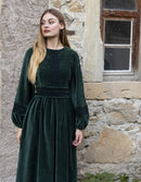 "Misha" embroidered ivy green velvet dress