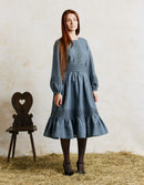 Robe 'Misha'  longueur midi en lin couleur lagon
