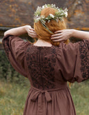 Robe brodée  'Mivilud' bois de rose