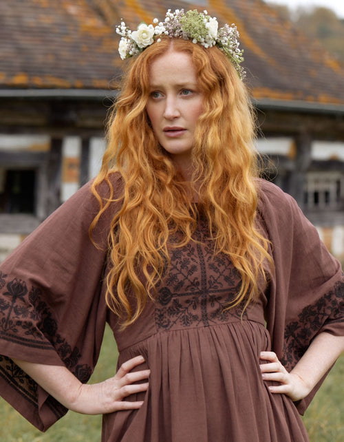 Robe brodée  'Mivilud' bois de rose