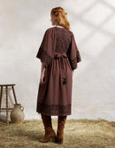 Robe brodée  'Mivilud' bois de rose