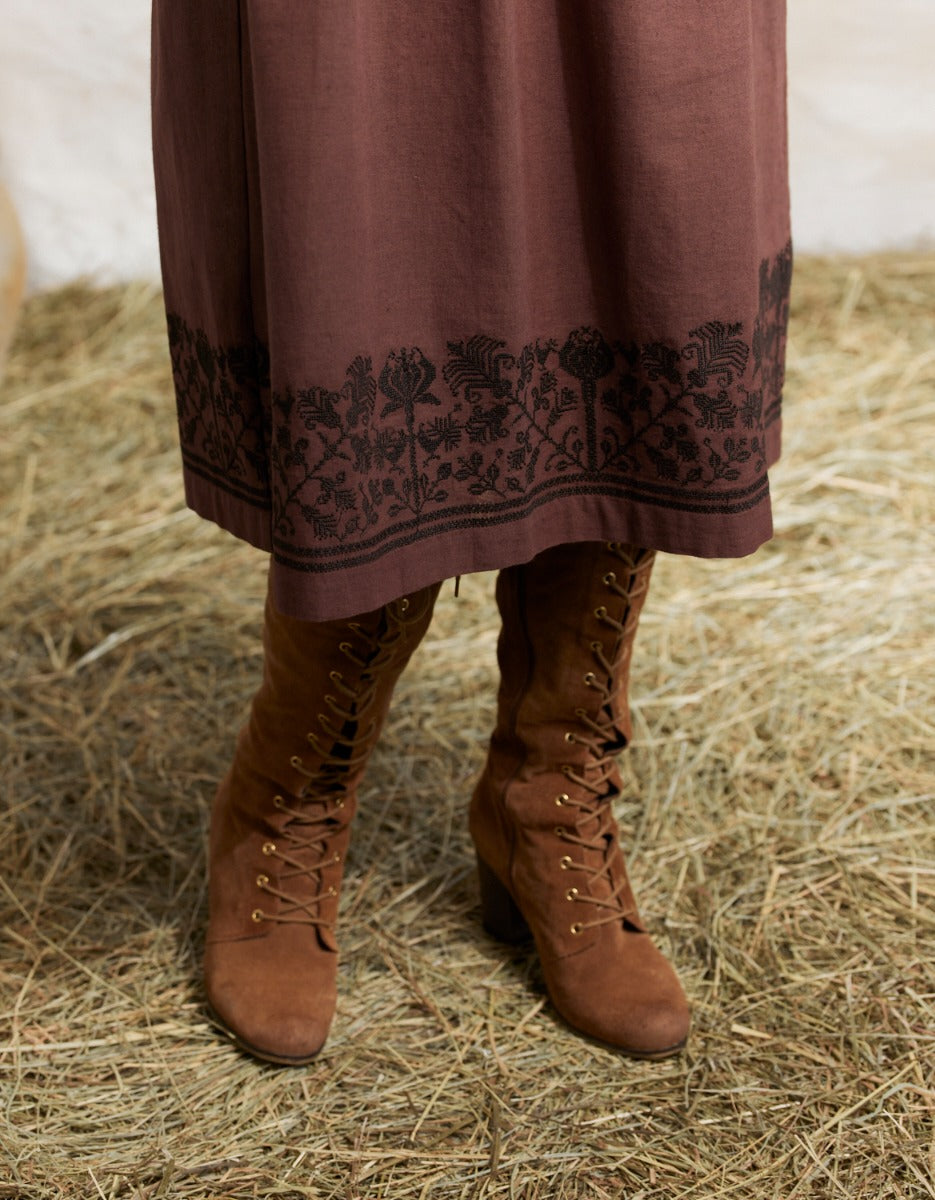 Robe brodée  'Mivilud' bois de rose