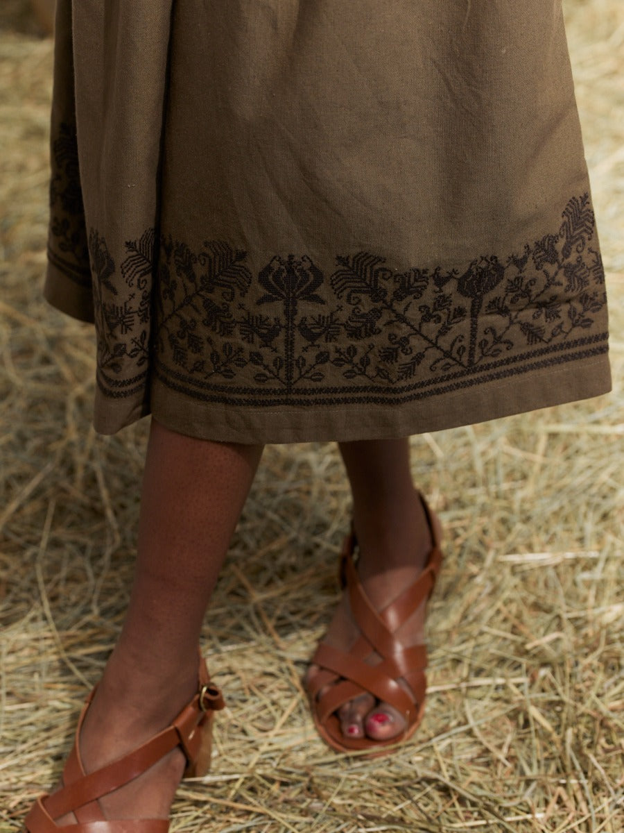 "Mivilud" embroidered culottes buckwheat