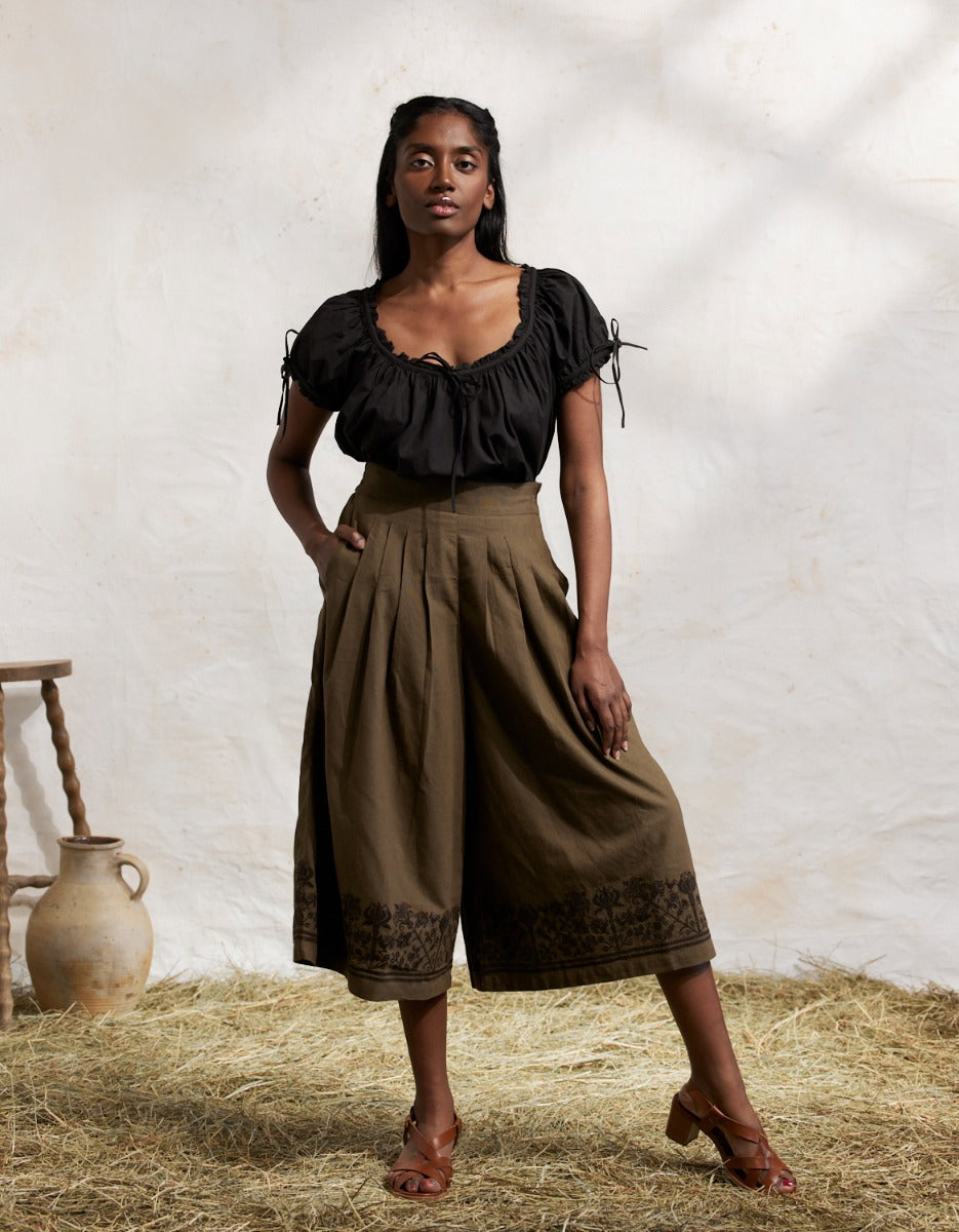 "Mivilud" embroidered culottes buckwheat