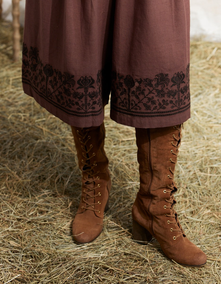"Mivilud" embroidered culottes rosewood