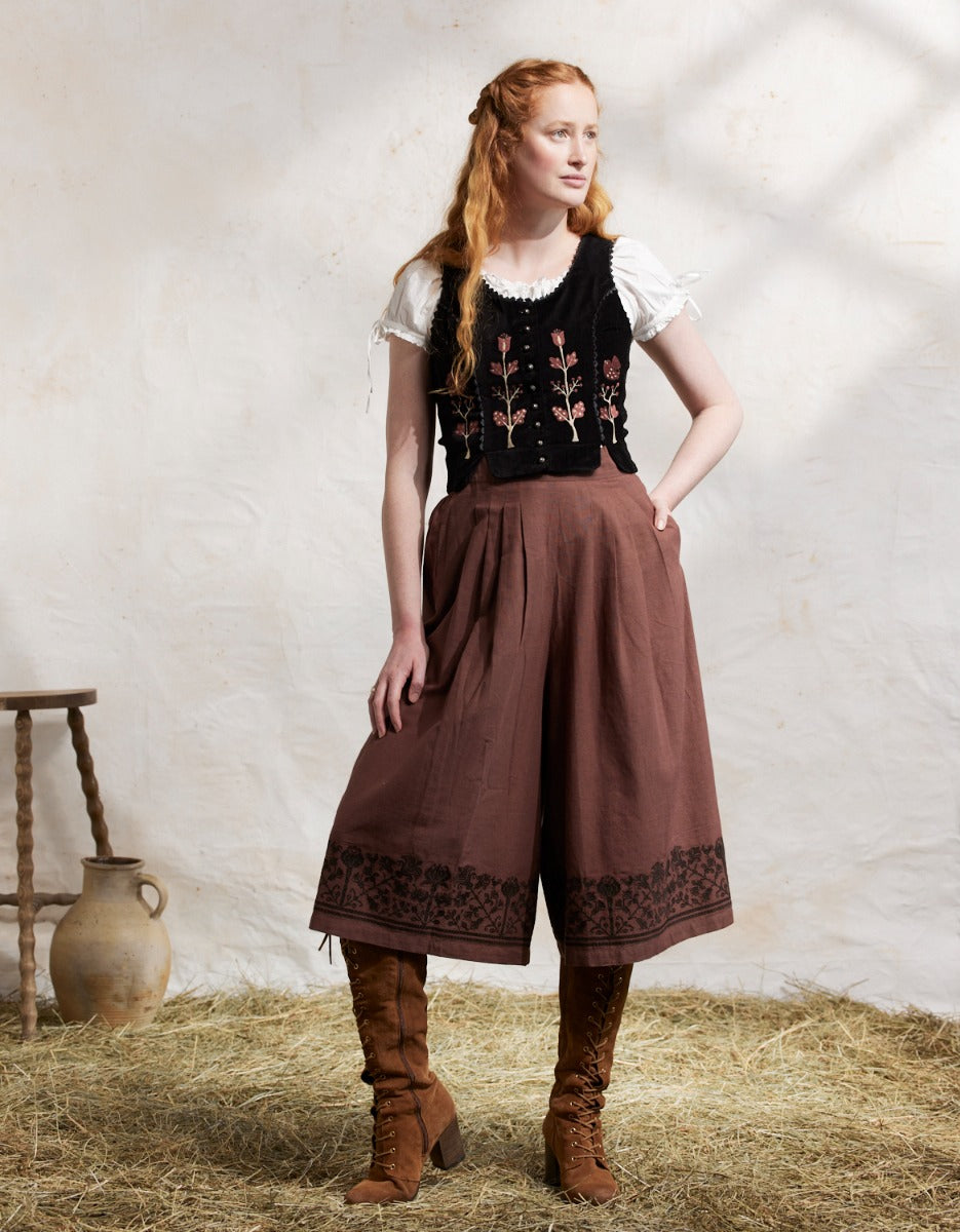 "Mivilud" embroidered culottes rosewood