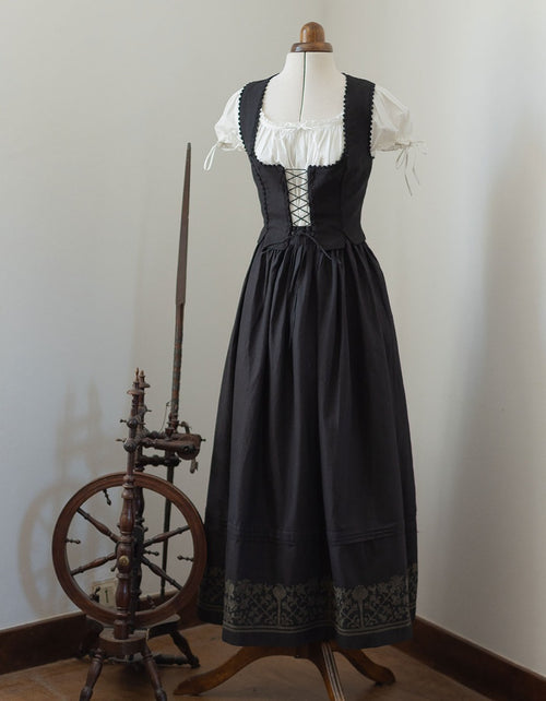Jupe brodée 'Mivilud' noir maxi