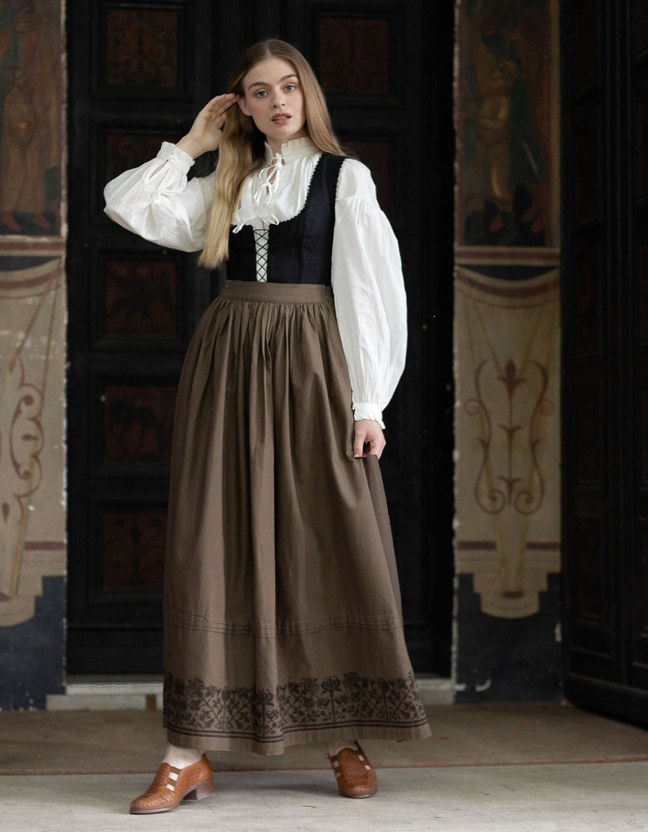 "Mivilud" embroidered maxi skirt buckwheat