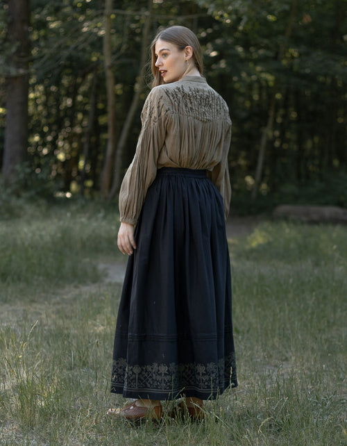 Jupe brodée 'Mivilud' noir maxi