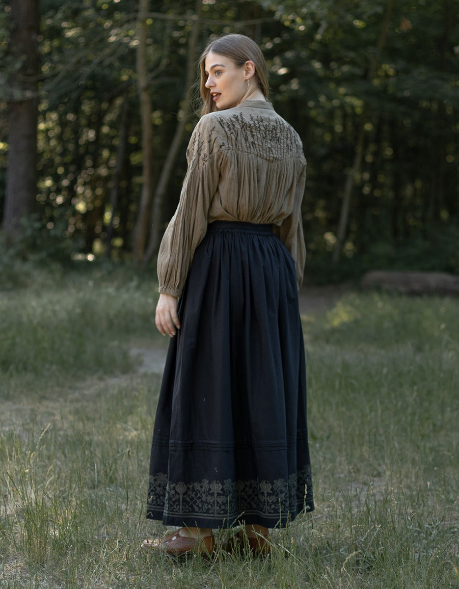 Jupe brodée 'Mivilud' noir maxi
