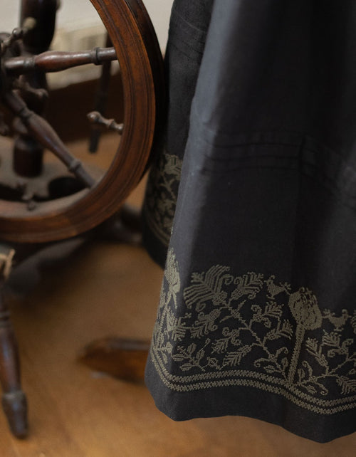 Jupe brodée 'Mivilud' noir maxi