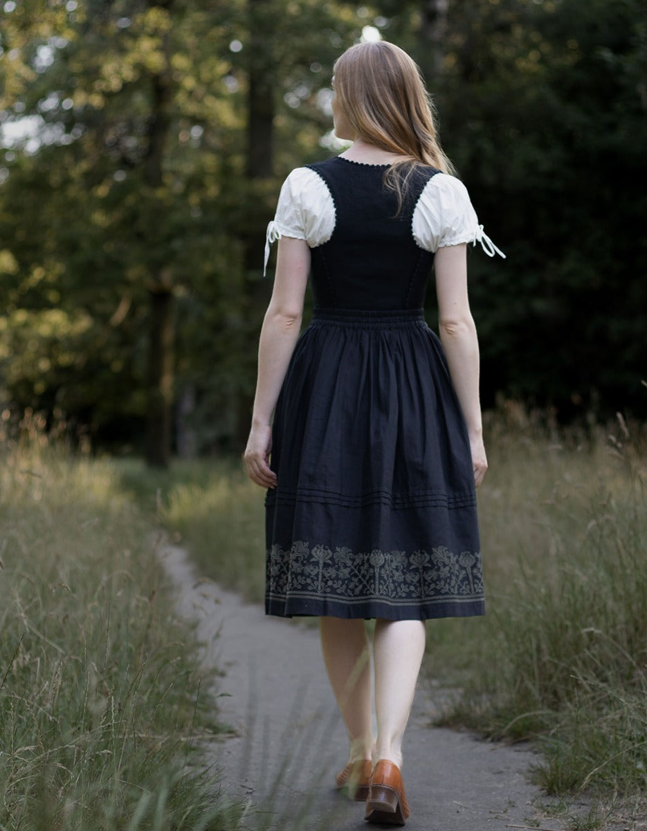 "Mivilud" embroidered midi skirt black