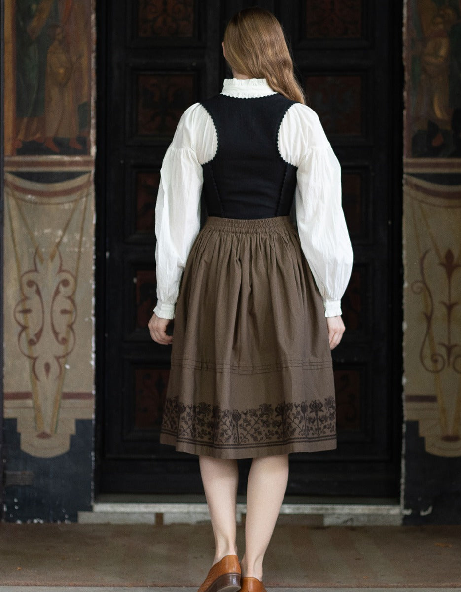 "Mivilud" embroidered midi skirt buckwheat