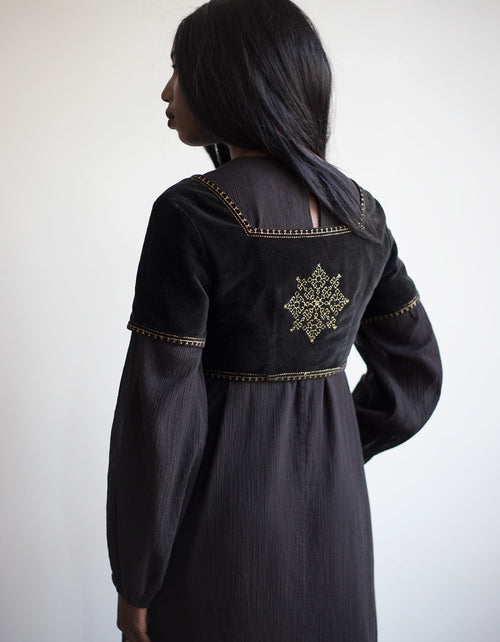 "Nelda" embroidered black velvet bolero