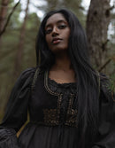 'Nelda' embroidered black velvet bodice