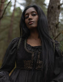 'Nelda' embroidered black velvet bodice