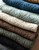 "Norna" stole in pure wool with openwork knit lagoon