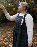 "Vera" green tartan linen jumper dress
