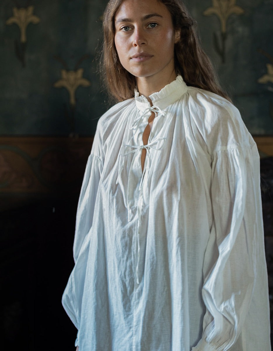 Blouse "Pia" en voile de coton blanc