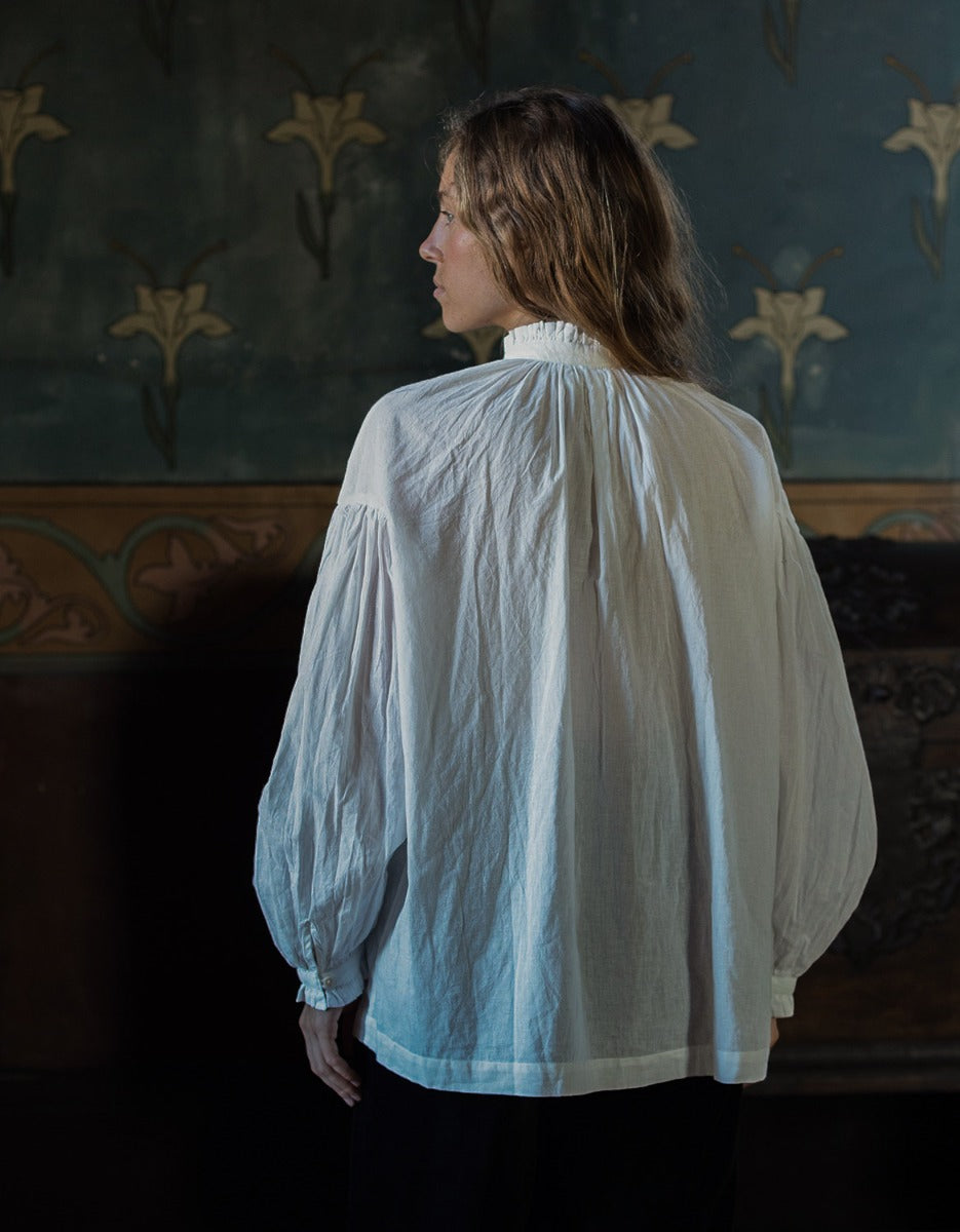 Blouse "Pia" en voile de coton blanc