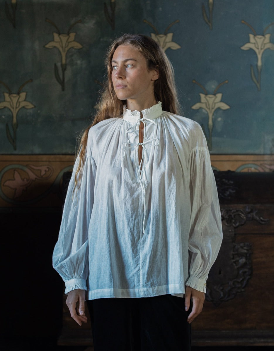 Blouse "Pia" en voile de coton blanc