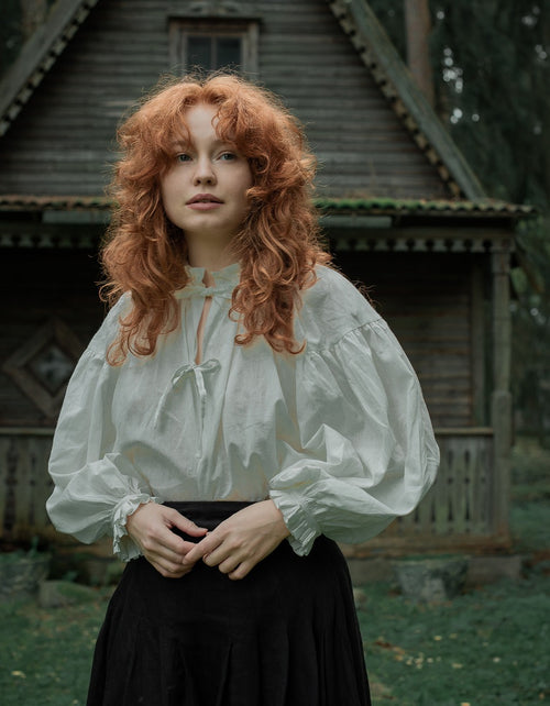 Blouse "Pia" en voile de coton blanc
