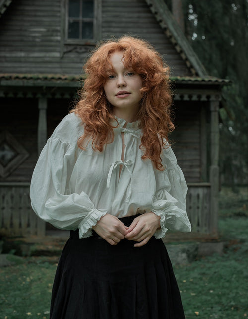 Blouse "Pia" en voile de coton blanc