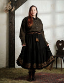 "Viola" black leaves cotton blouse