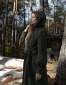 ”Aneta” maxi coat in moss green pure wool