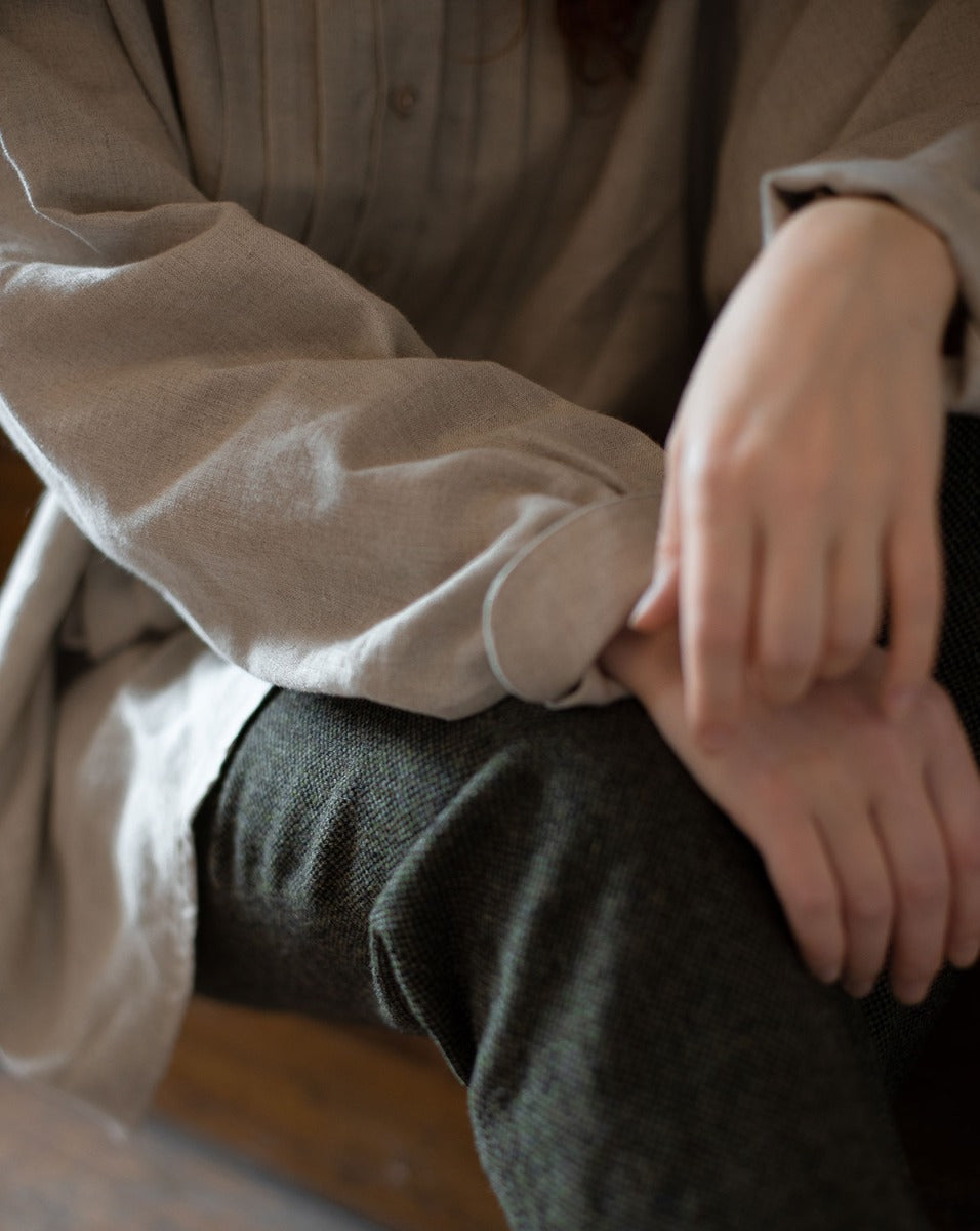 "René" French miller's shirt replica natural linen