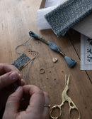 DIY kit 'The Embroiderer's Companion with Stork Scissors' - Mathilda Blue Leaves