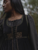 "Nelda" embroidered black velvet over dress