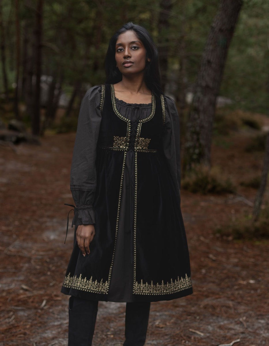 Nelda embroidered Black velvet over dress Nelda embroidered Black velvet over dress