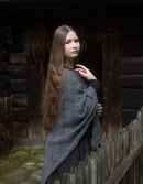 Étole 'Norna' pure laine et maille ajourée gris