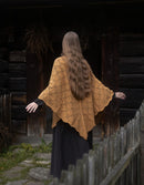 "Norna" stole in pure wool with openwork knit honey