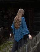 "Norna" stole in pure wool with openwork knit lagoon
