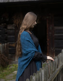 "Norna" stole in pure wool with openwork knit lagoon
