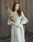 Robe 'Svetlana' en lin naturel et dentelle de lin